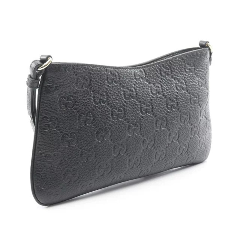 Gucci Black Handbag Leather GG Emblem